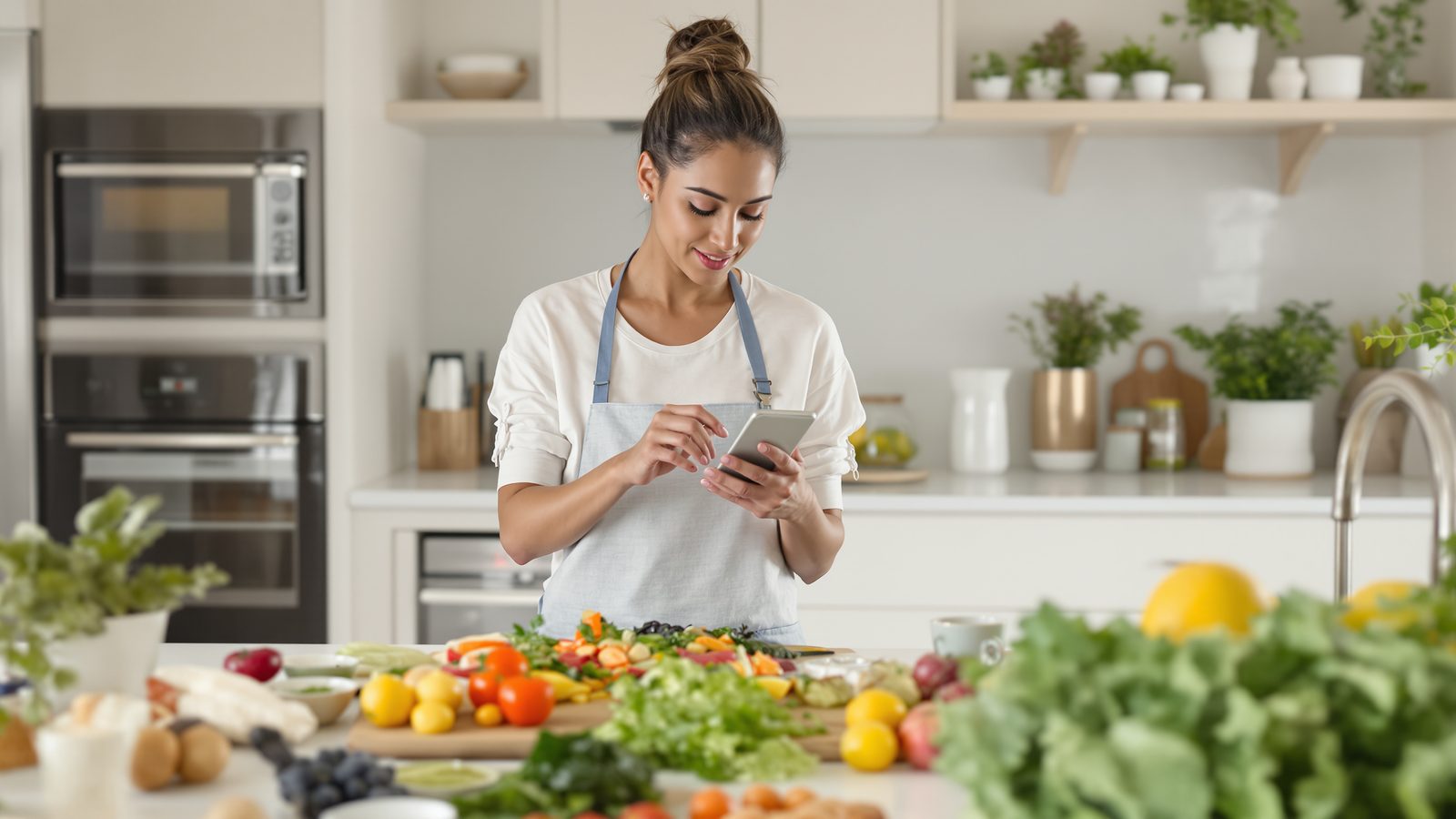 A person preparing a simple healthy meal with fresh vegetables at a bright kitchen counter